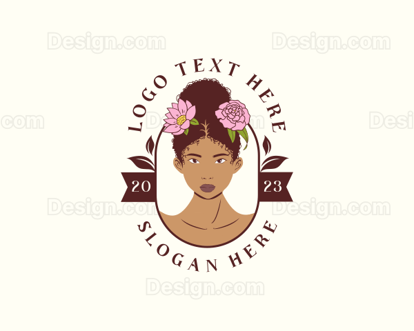 Floral Afro Woman Logo