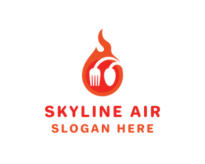 Fire Restaurant Spoon Fork Logo