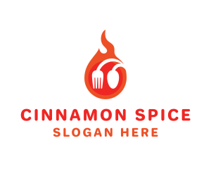 Fire Restaurant Spoon Fork logo design