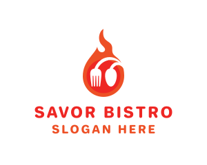 Fire Restaurant Spoon Fork logo design