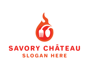 Fire Restaurant Spoon Fork logo design