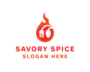 Fire Restaurant Spoon Fork logo design