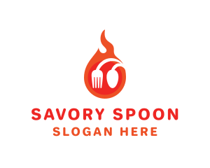 Fire Restaurant Spoon Fork logo design