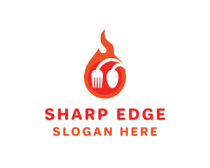 Fire Restaurant Spoon Fork logo design