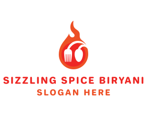 Fire Restaurant Spoon Fork logo design