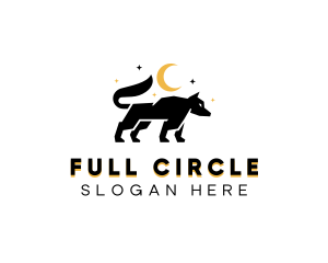 Moon Wolf Animal logo design