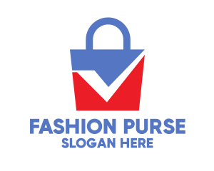 Blue Red Checkmark Bag logo