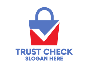 Blue Red Checkmark Bag logo