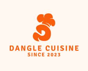 Orange Culinary Chef Letter D logo design