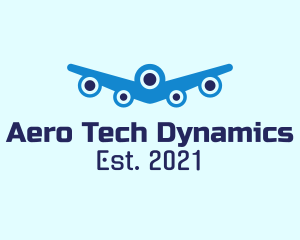 Blue Aviation Plane  logo design