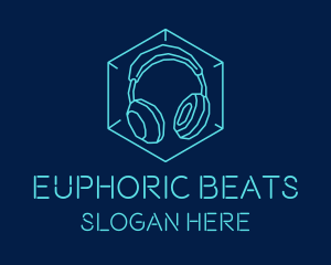 Neon Blue DJ Headphones  logo