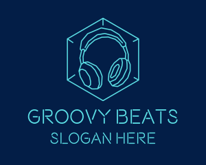Neon Blue DJ Headphones  logo