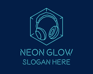 Neon Blue DJ Headphones  logo