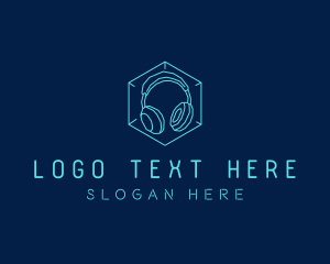 Neon Blue DJ Headphones  logo