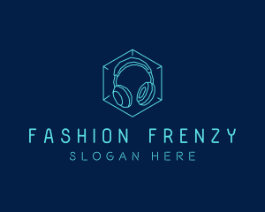 Neon Blue DJ Headphones  logo design