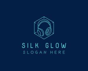 Neon Blue DJ Headphones  logo design