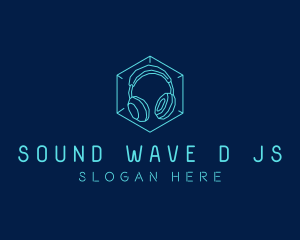 Neon Blue DJ Headphones  logo design