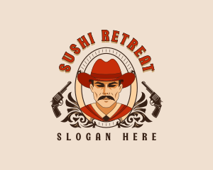 Outlaw Cowboy Revolver logo design