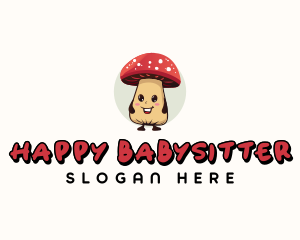 Cute Mushroom Cartoon logo design