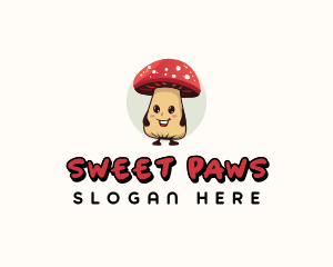 Cute Mushroom Cartoon logo design