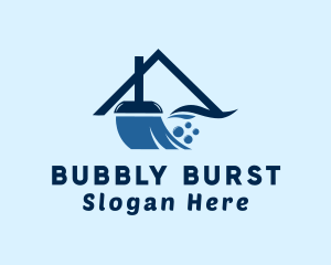 House Broom Bubbles logo design