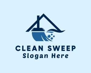 House Broom Bubbles logo design