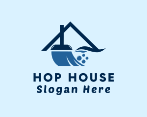 House Broom Bubbles logo design