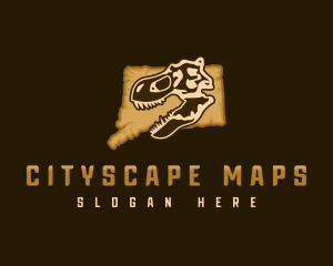 Connecticut Dinosaur Map logo design