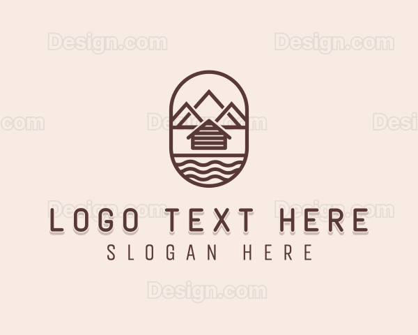 Mountain Camping Cabin Logo