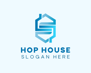 Blue Hexagon House logo design