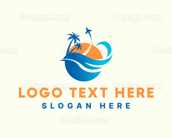 Tropical Island Airplane Travel Logo