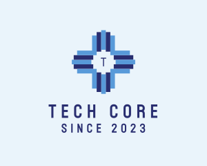 Geometric Medical Tech Cross  logo design