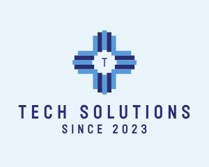 Geometric Medical Tech Cross  logo design