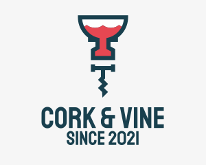 Wine Corkscrew Bartender logo design