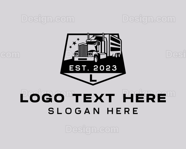 Semi Trailer Truck Delivery Logo