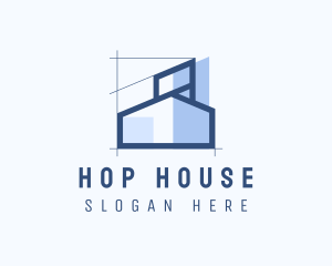 Blue House Building logo design