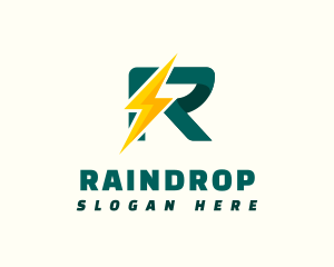 Lightning Bolt Letter R logo design