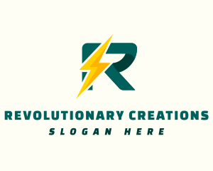 Lightning Bolt Letter R logo design