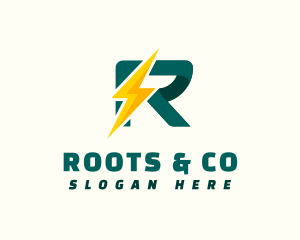 Lightning Bolt Letter R logo design