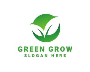 Green Two Leaf logo design