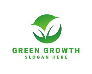 Green Two Leaf logo design