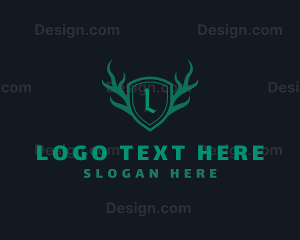 Shield Antlers Stag Crest Logo