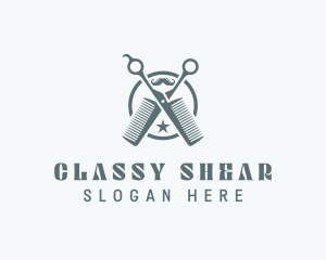 Grooming Barbershop Shears logo design