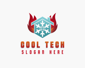 Fire Cooling Hvac logo design