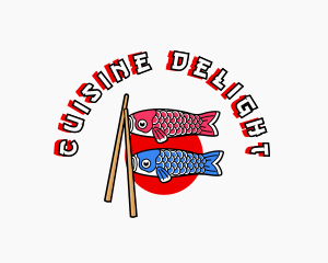 Japanese Fish Flag Chopsticks logo design