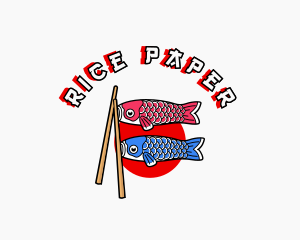 Japanese Fish Flag Chopsticks logo design