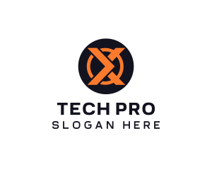 Tech Orange Letter X logo