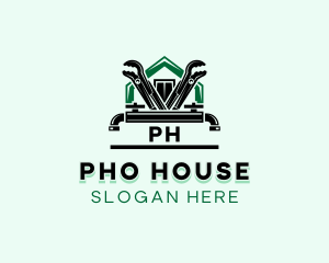 Plumbing Wrench House logo design