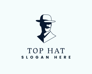 Mustache Man Silhouette logo design