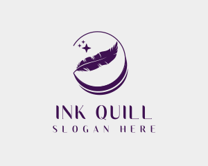 Sparkling Feather Quill logo design